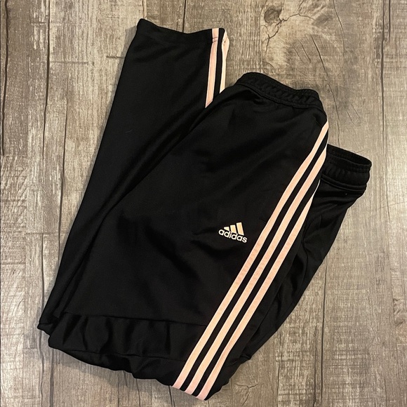 Adidas Women's Black Joggers with Pink Stripes - Picture 1 of 10